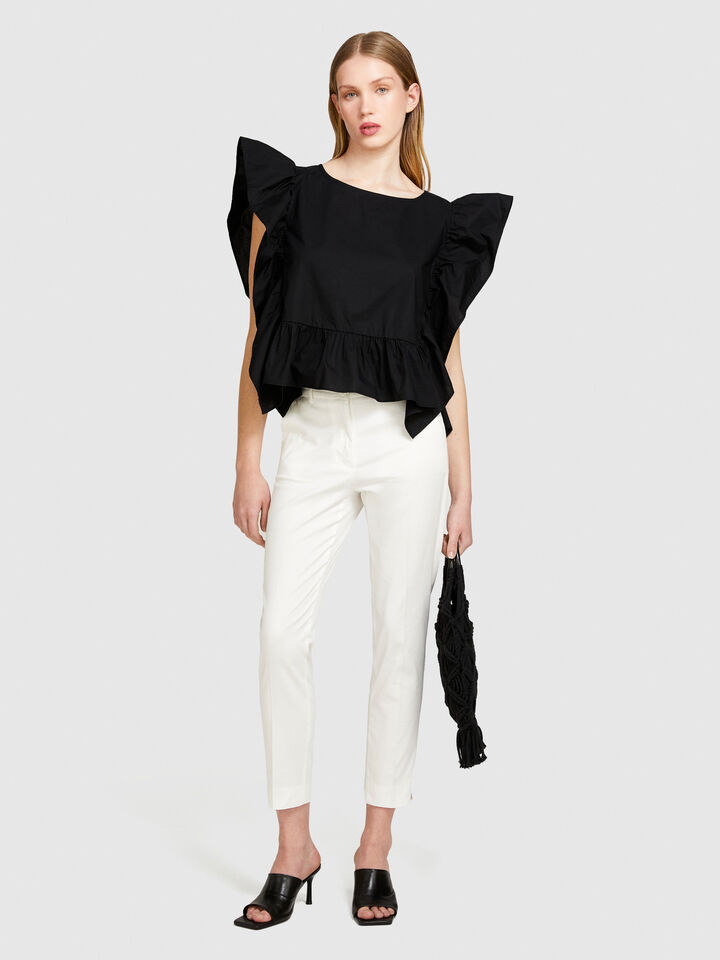 Regular fit chinos - women's chino trousers - White | Sisley image number 1
